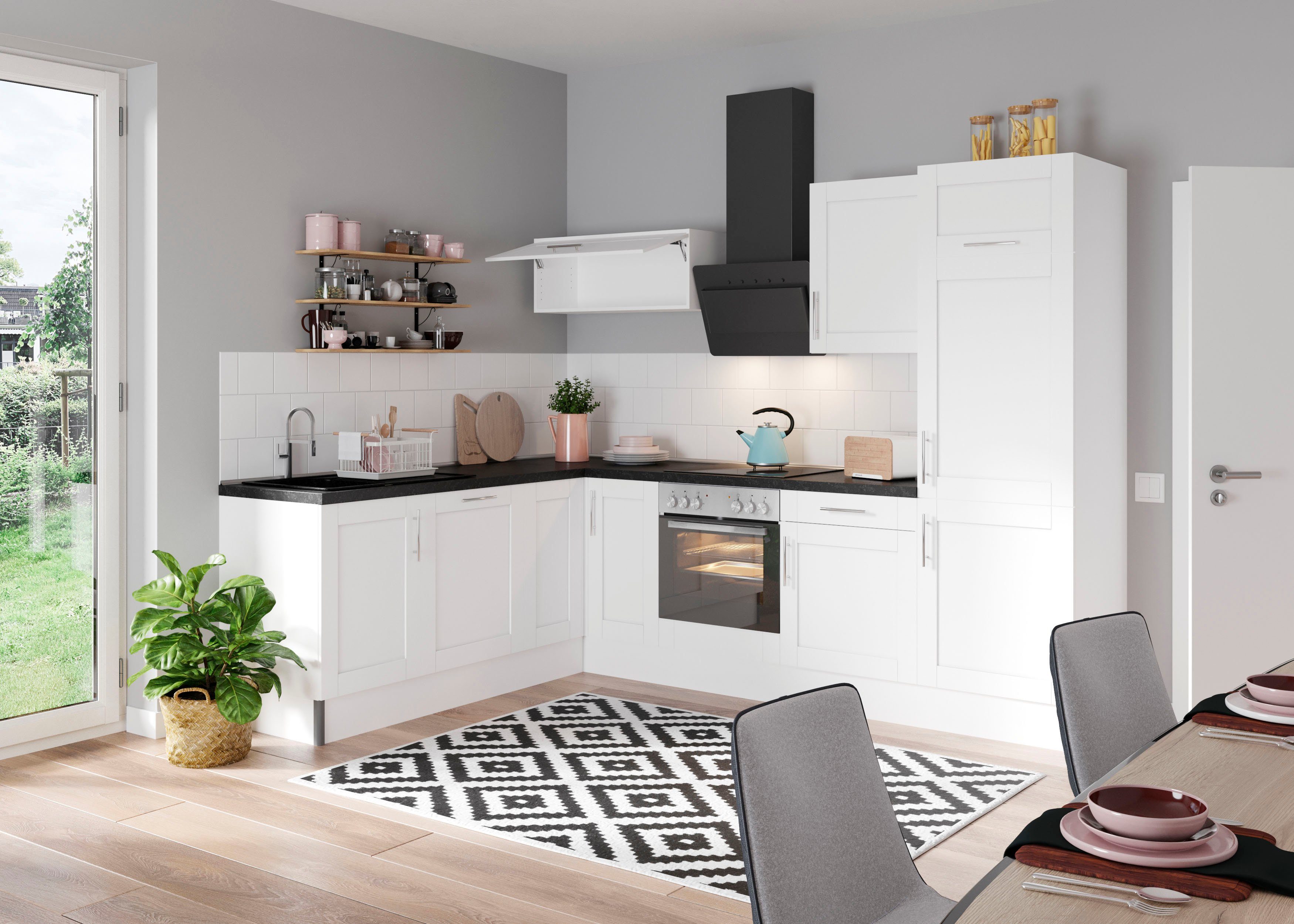 OPTIFIT Küche Ahus, 200 x 270 cm breit, ohne E-Geräte, Soft Close Funktion, MDF Fronten