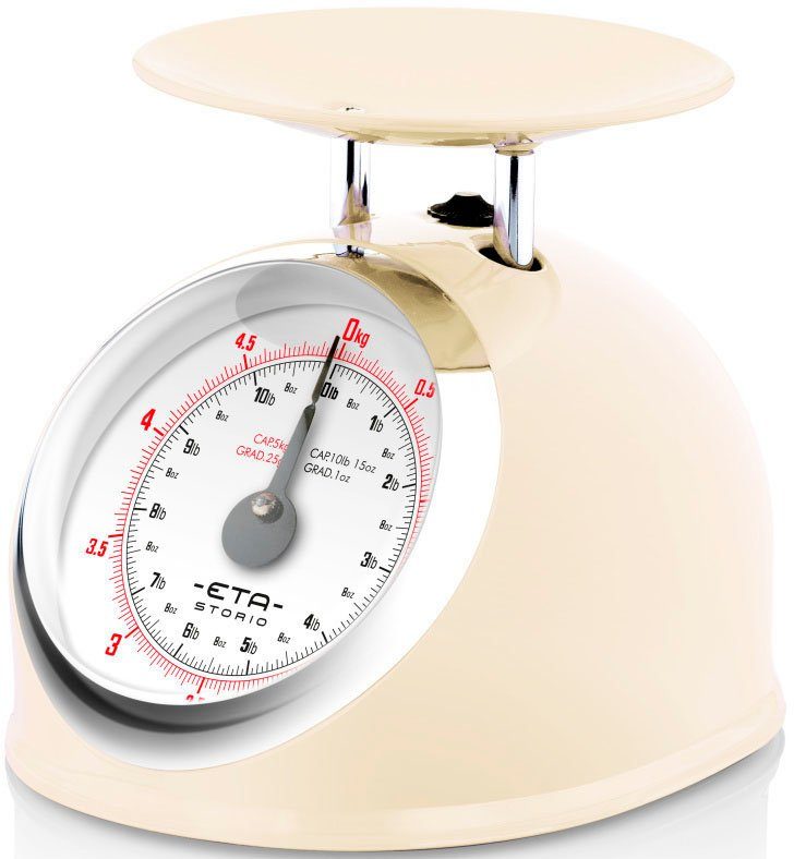eta Küchenwaage STORIO beige ETA577790040 Retro, analog, (2-tlg), Ganzmetall-Design mit einer Edelstahl Schlüssel, bis 5 kg