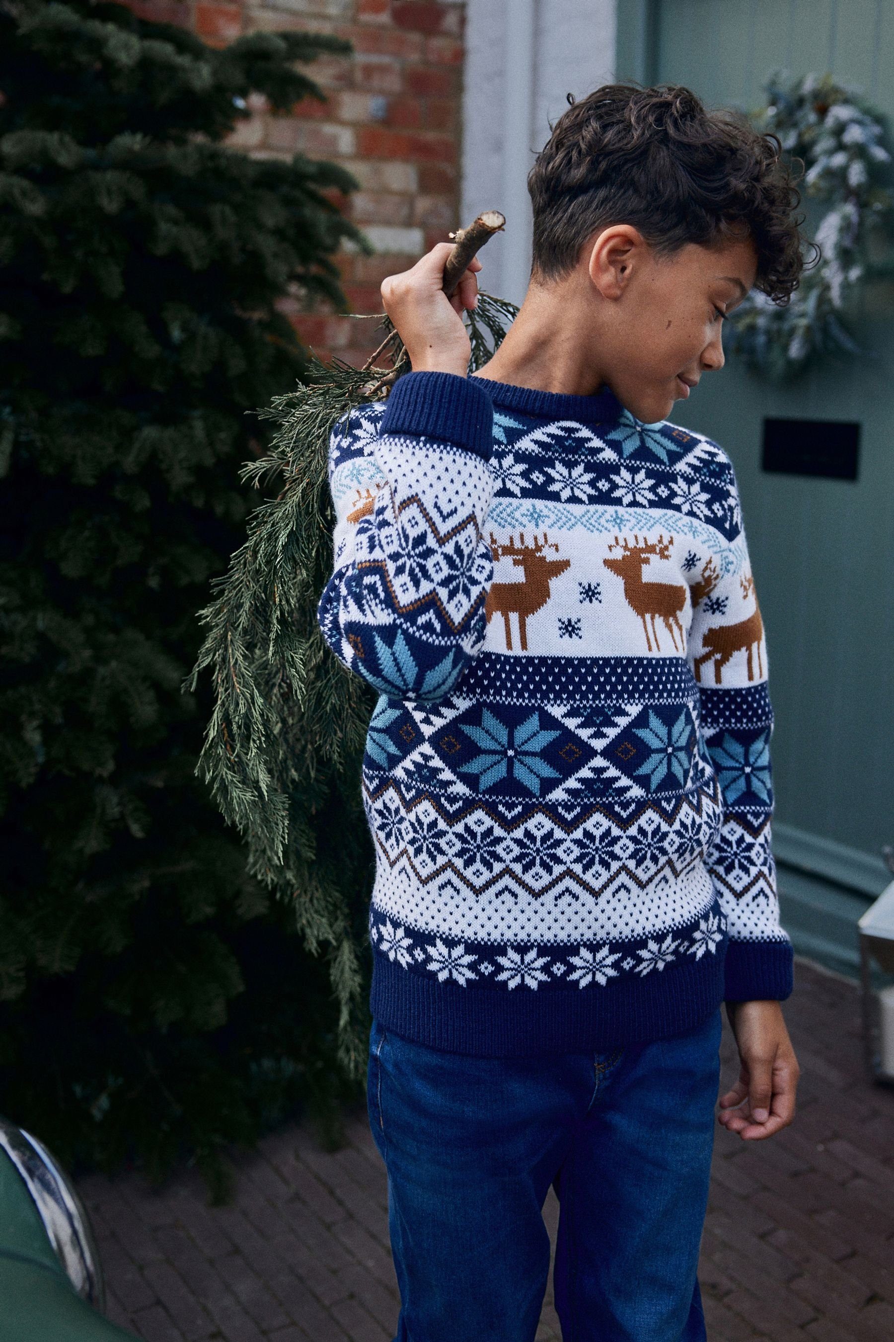 Next Rundhalspullover Weihnachtlicher Strickpullover (1-tlg)