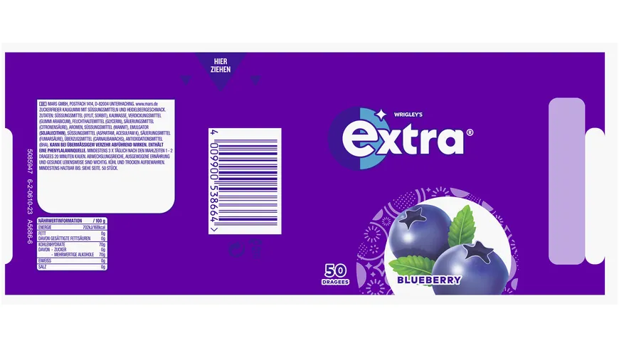 Wrigley's Extra® Blueberry Kaugummis