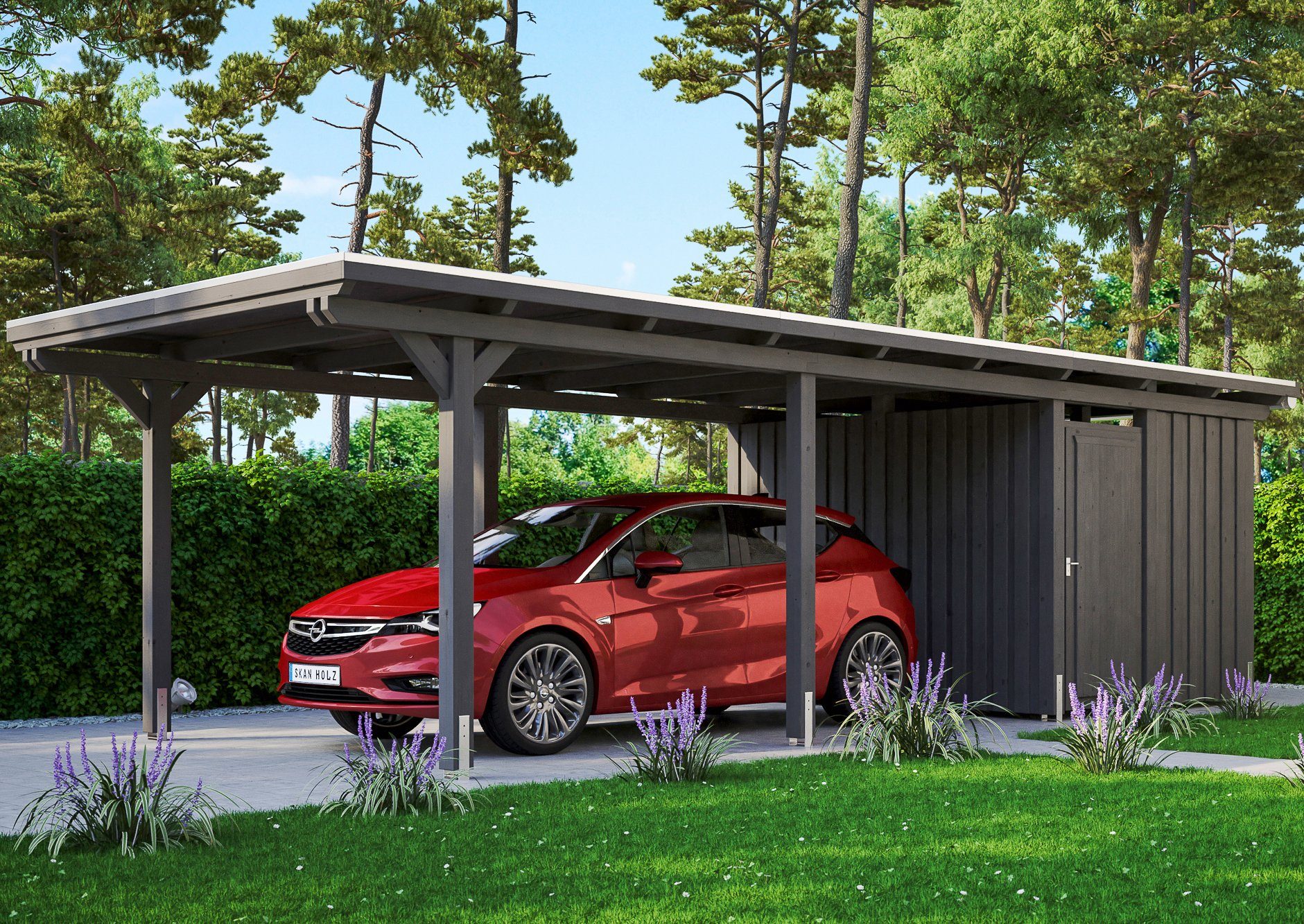 Skanholz Einzelcarport Emsland, BxT: 354x846 cm, 223 cm Einfahrtshöhe