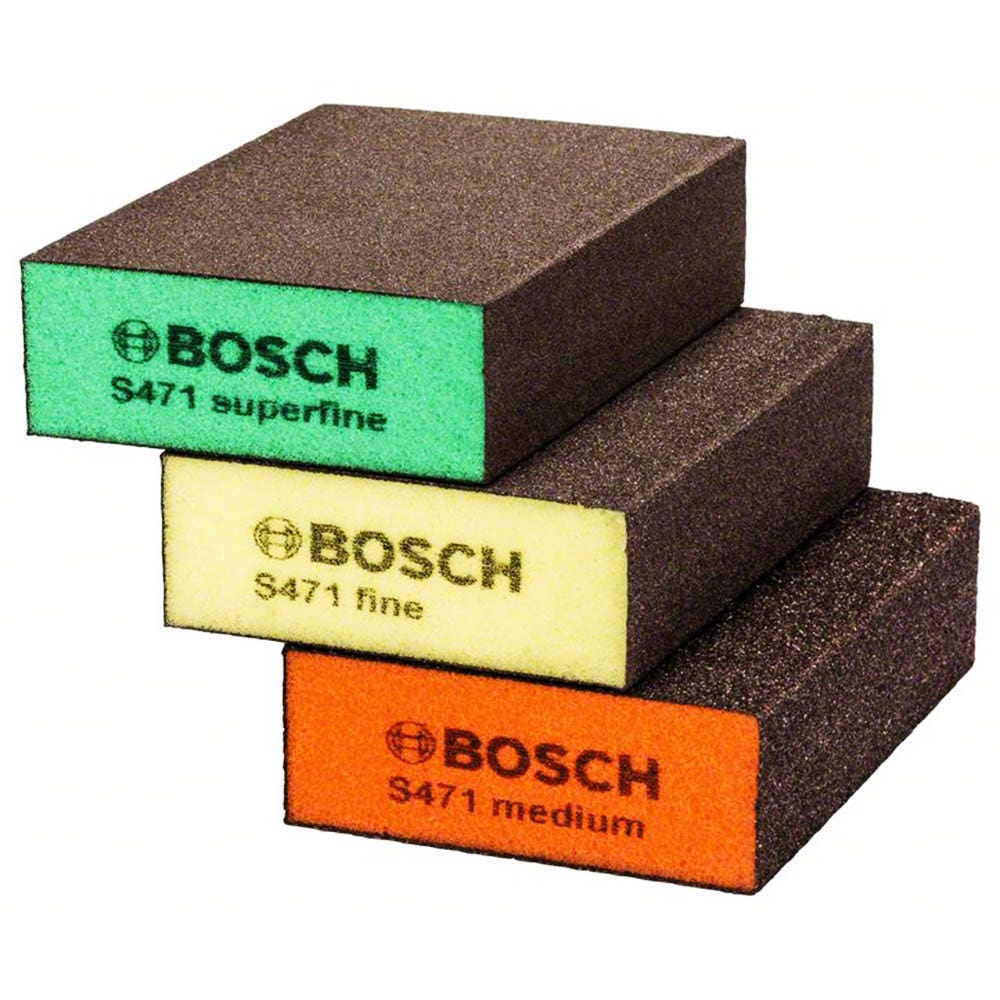 Conjunto de Blocos de Lixa de Espuma BOSCH - S471 IDEAL para Lixamento Plano e de Bordas - 3 Peças