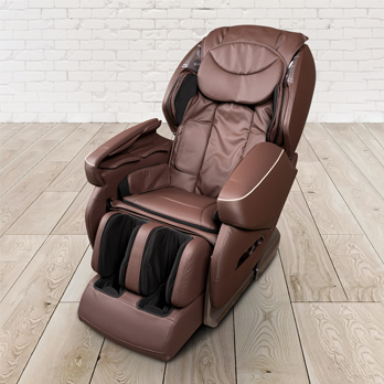 PureHaven Massage-Sessel Knet- und Klopfmassage Heizfunktion Bluetooth USB Sprachsteuerung braunes PU-Leder Fuß- Rücken- und Gesäßmassage