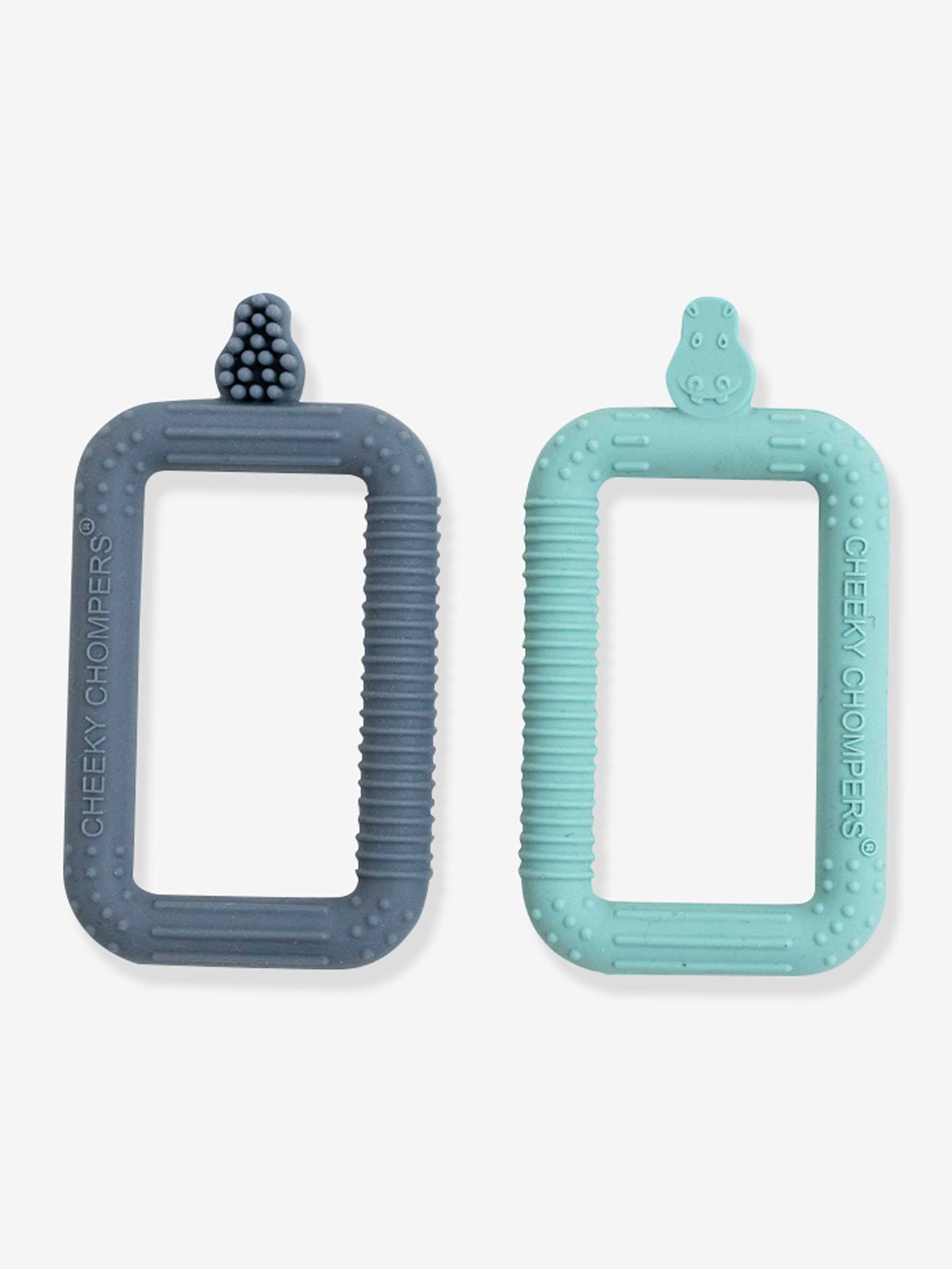 Set de 2 Flexi-Brush CHEEKY CHOMPERS gris + vert d'eau
