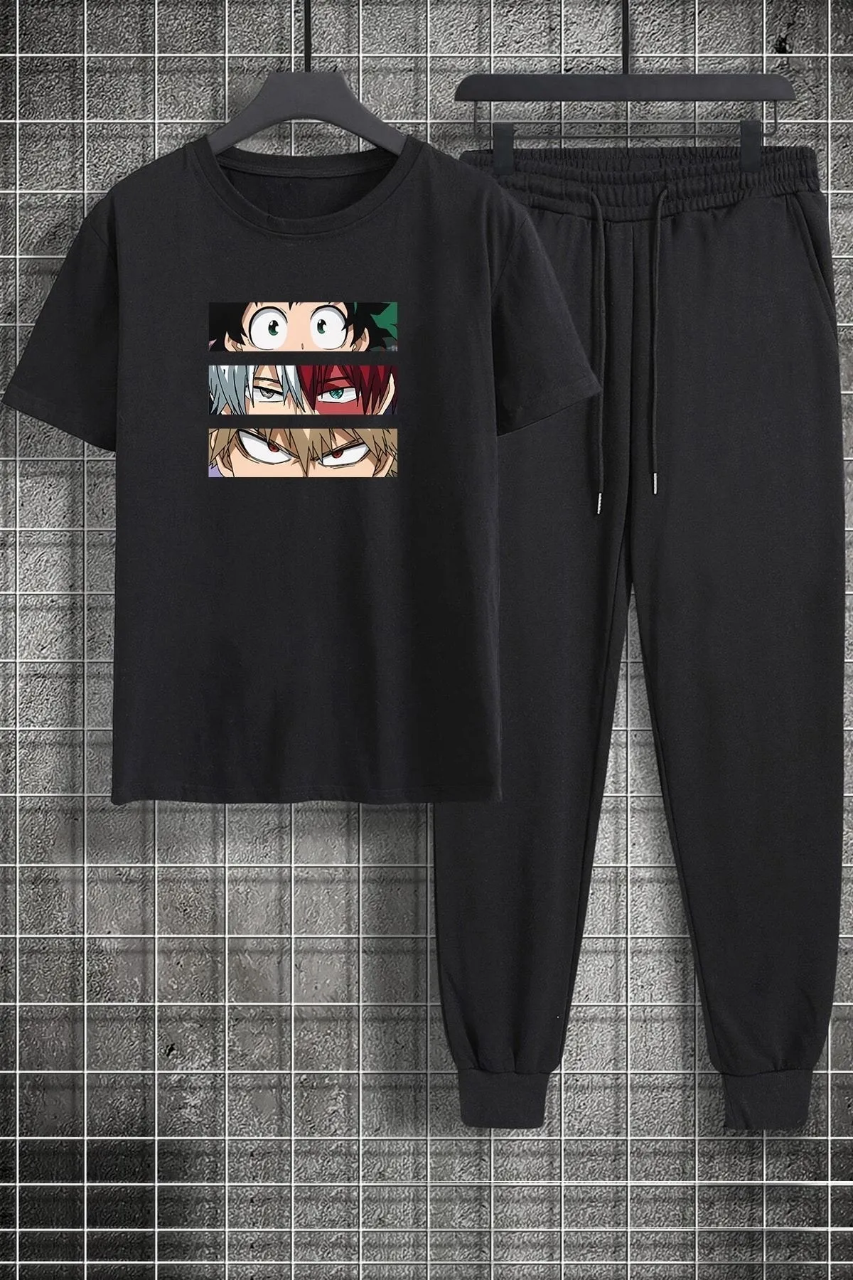 uyguntarz  Unisex Ken Kaneki bedrucktes 2-teiliges Trainingsanzug-Set