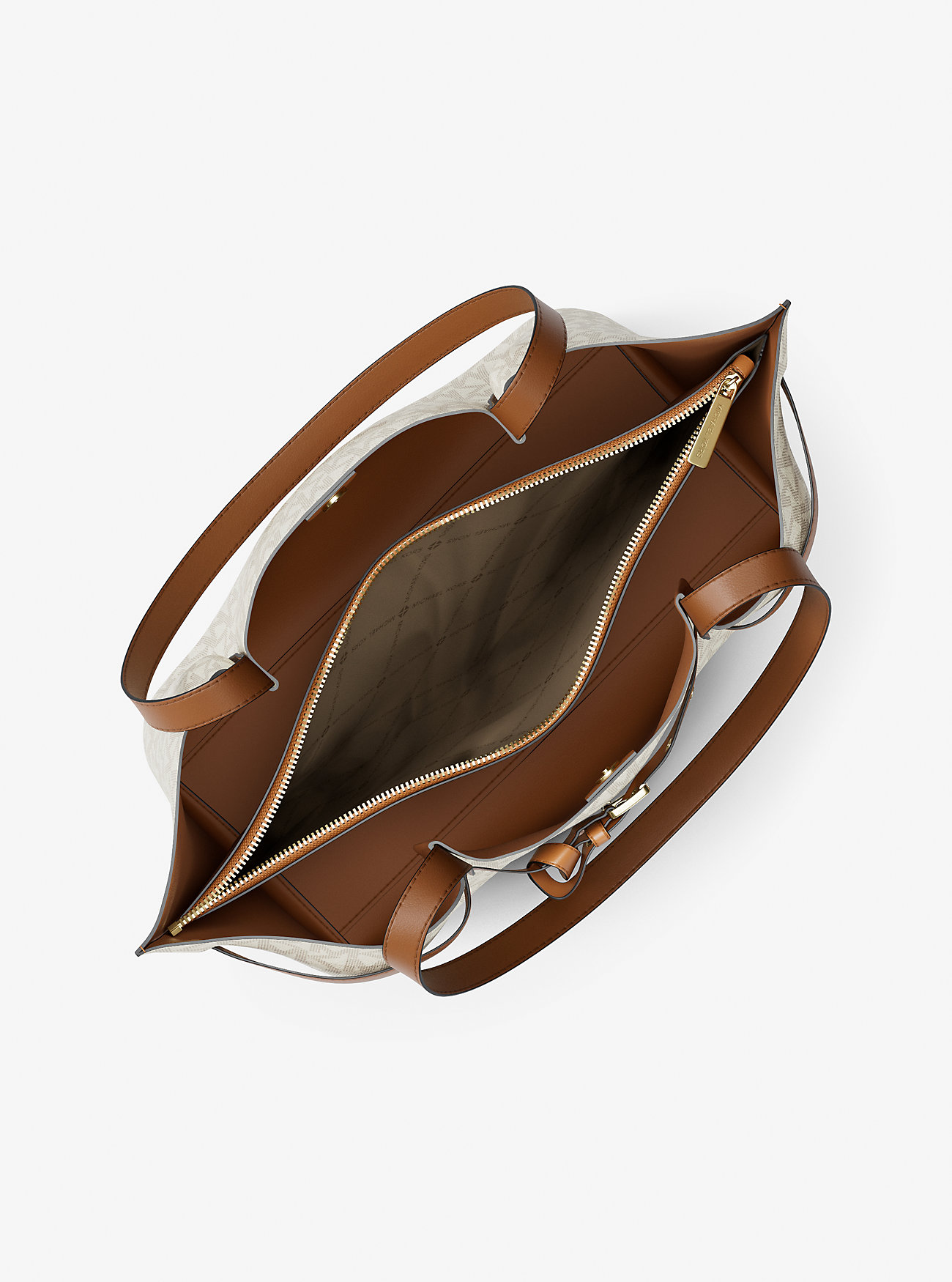 Emilia Stor Tote Bag med Signaturlogo - VANILJE/EIKORN
