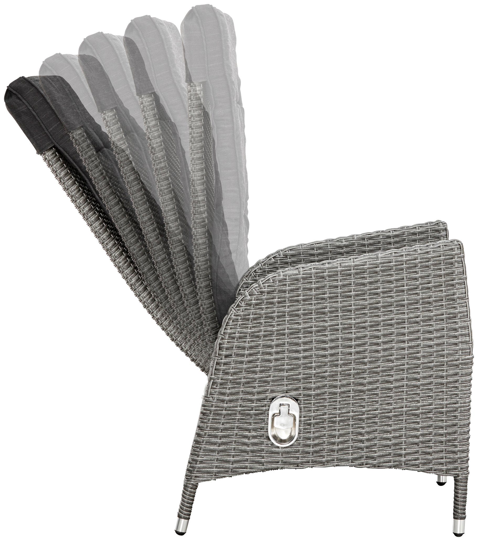 KONIFERA Garten-Essgruppe Brisbane, (13-tlg), 6 Sessel, Rückenlehne verstellbar, Tisch 92x192 cm, Alu/Polyrattan