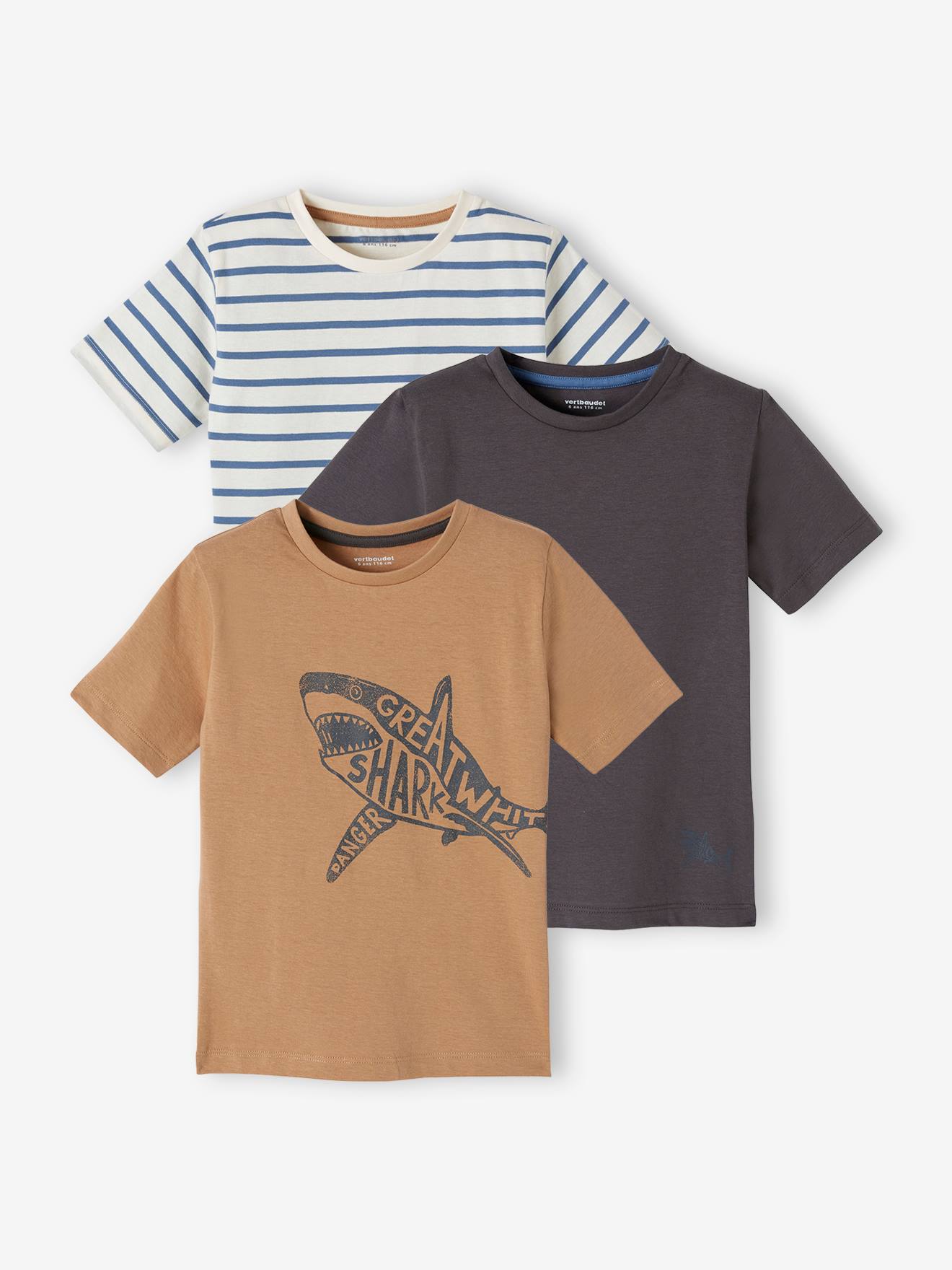 Lot de 3 T-shirts Basics garçon manches courtes lot mastic