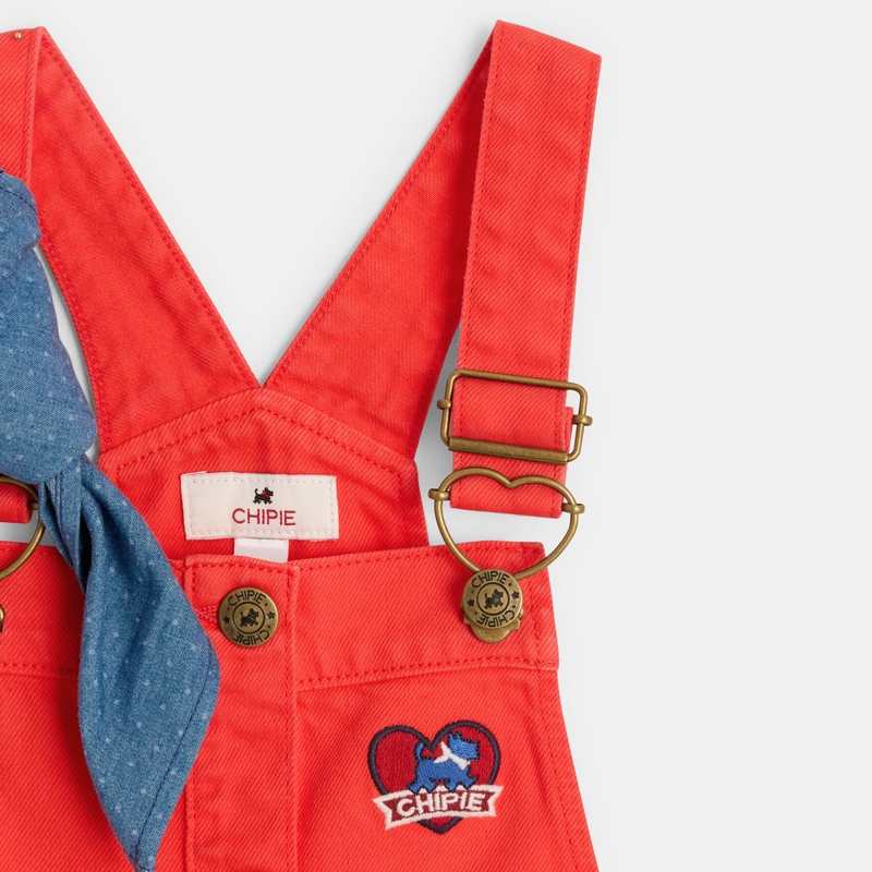 Robe salopette denim fille rouge Chipie