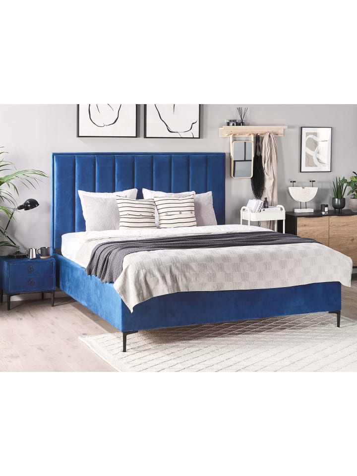 Beliani Doppelbett SEZANNE in Blau/Schwarz - (W) 150 x (H) 142 x (L) 215 cm günstig kaufen onesize
