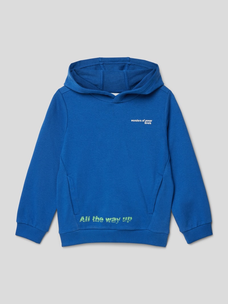 Hoodie mit Statement-Print und Eingrifftaschen in blau