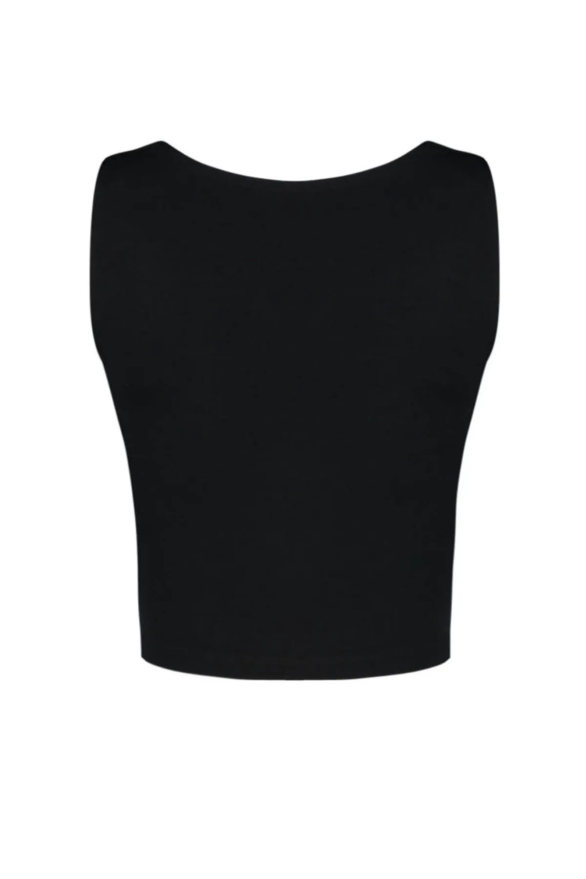 Trendyol Collection  Schwarze, kurze Strickbluse mit Fenster-/Cut-Out-Detail