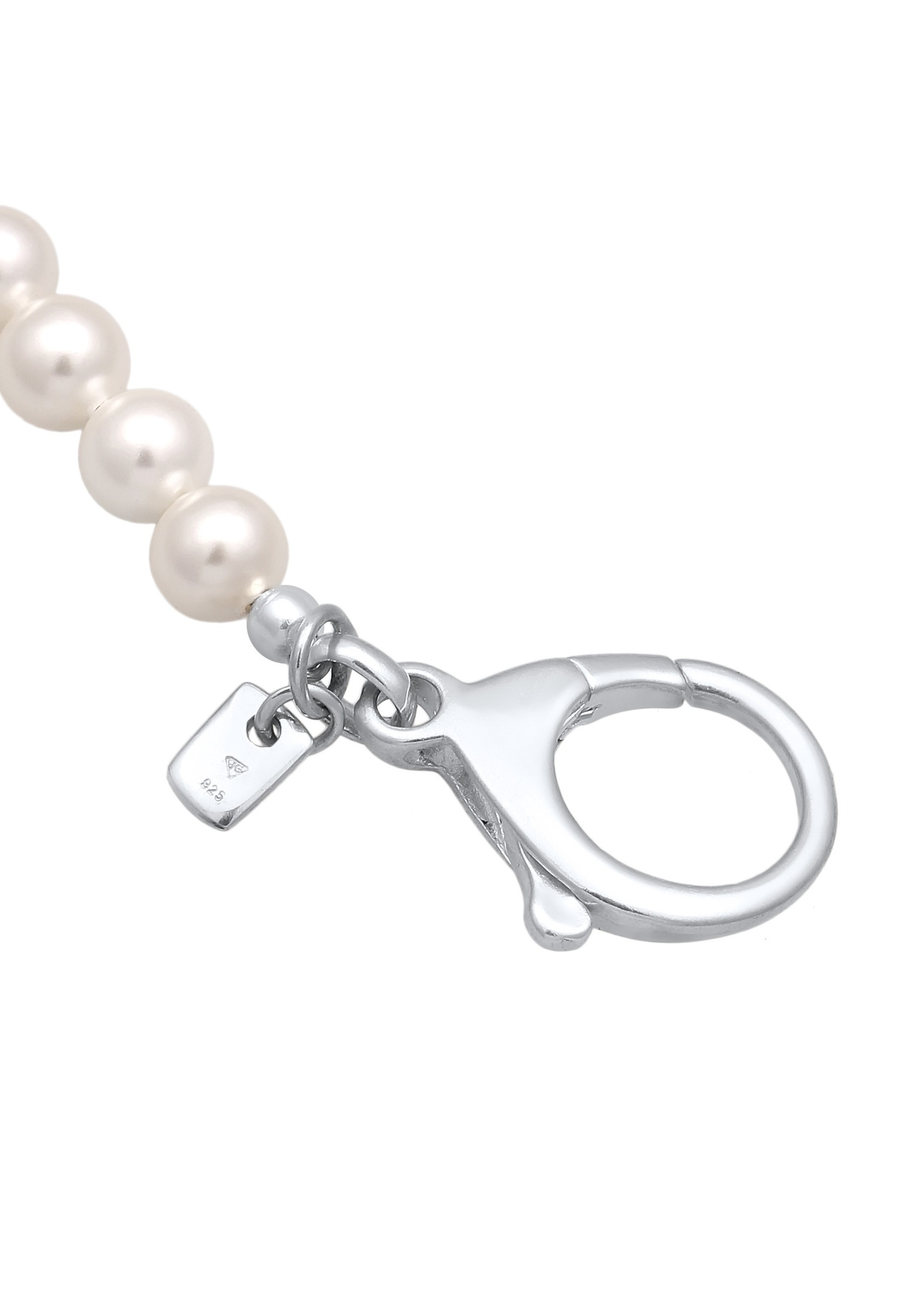 KUZZOI Bijuterii bărbătești Kuzzoi, accesorii, mărgele din miez de scoici, argint 925, alb, 38 cm