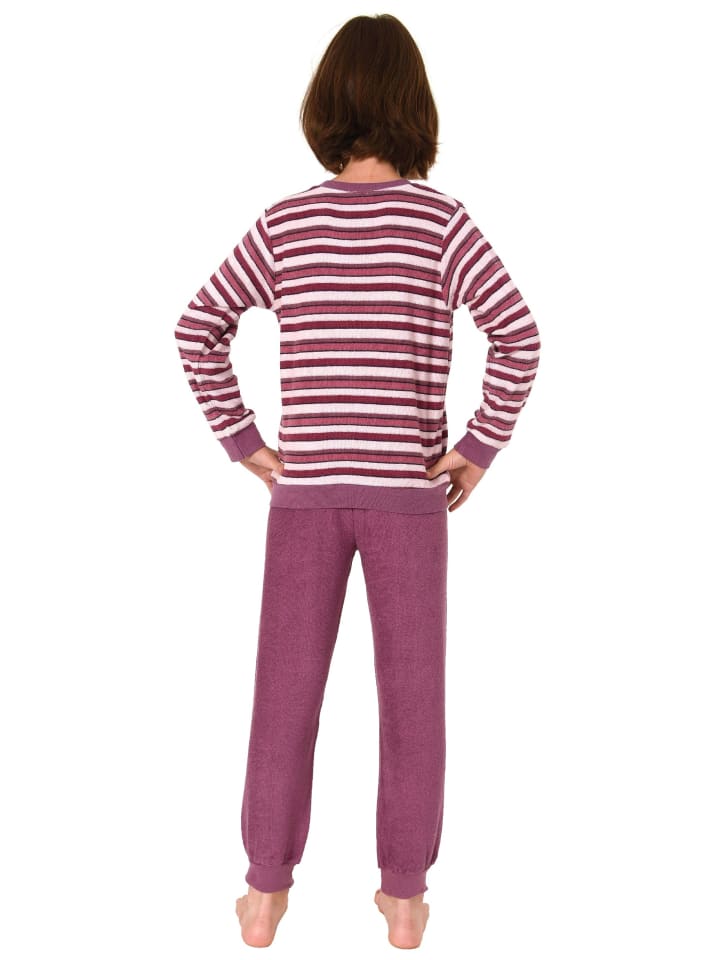 NORMANN Frottee Pyjama Schlafanzug langarm Bündchen - 50660 in beere günstig kaufen