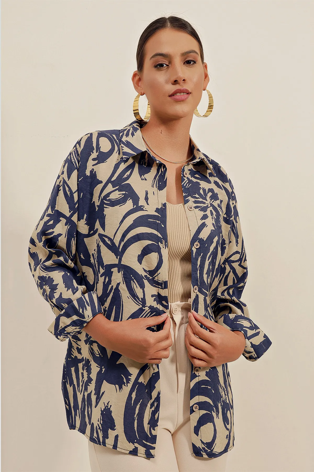 Bigdart  3900 Oversize Long Basic Shirt – Dunkelblau