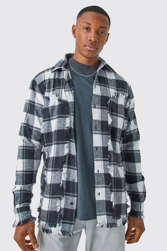 Zerrissenes Oversize Karohemd