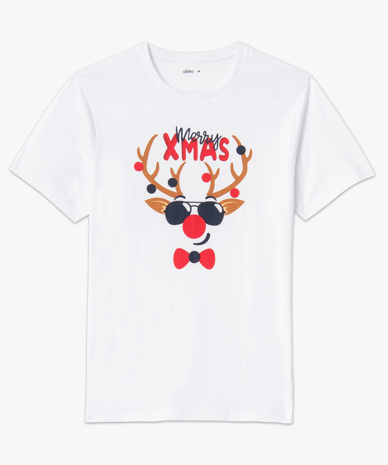 Tee-shirt homme avec motif renne spécial Nol blanc | GEMO