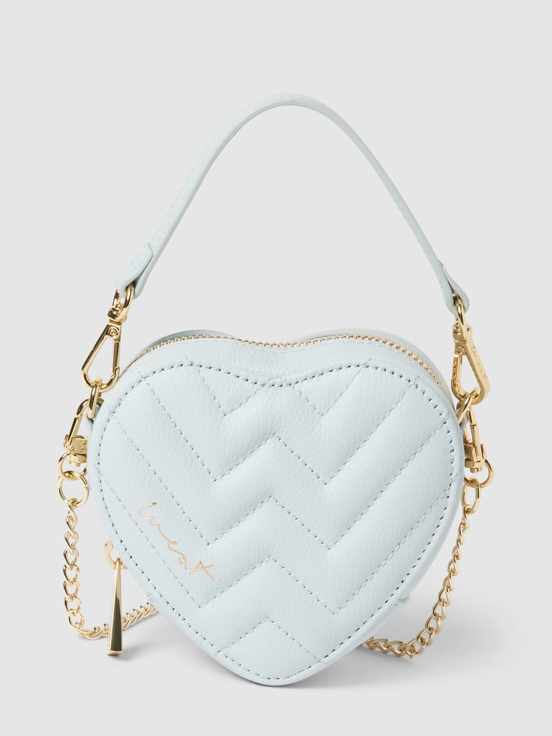 Umhängetasche aus Leder Modell 'Mini Heart Bag Ice' in hellblau