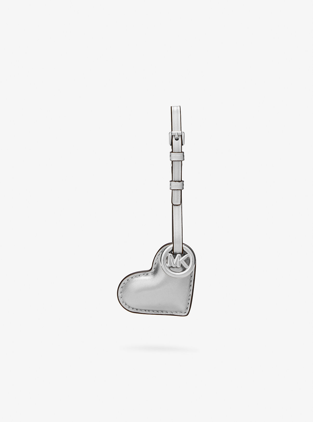 Metallisk Puffy Heart Leather Bag Charm - SØLV