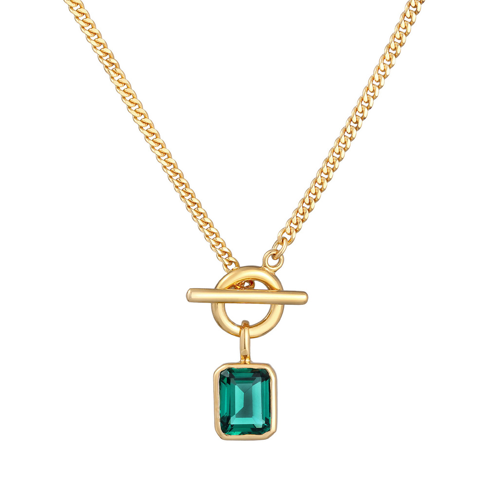 Elli Elli Collier Femmes Pendentif carré classique T-Bone avec pierre précieuse Quartz collier