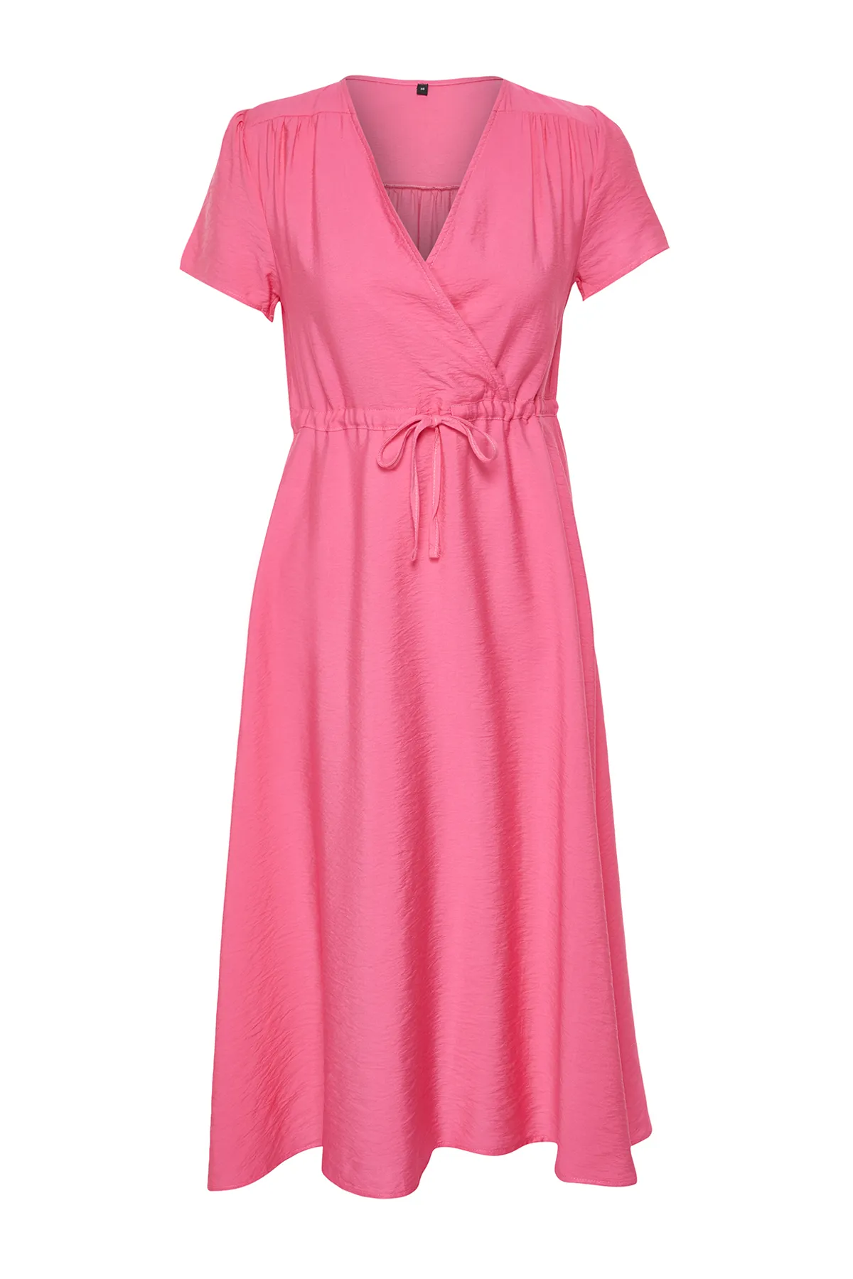 Trendyol Collection  Fuchsiafarbenes, gewebtes Midi-Kleid mit V-Ausschnitt und Taillenöffnung TWOSS24EL00501