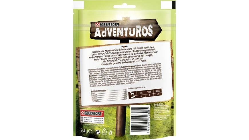 Purina Adventuros Nuggets mit wildem Wildschweingeschmack Hundeleckerlis 90 g