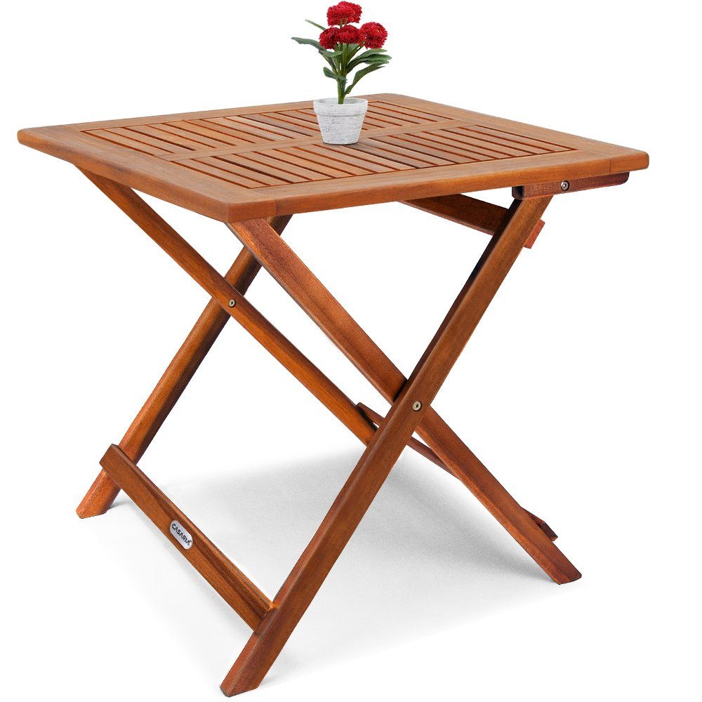 Casaria Klapptisch (1-St), Klappbar Holz 70x70x73cm 80kg Belastbar Akazie Balkon Garten Terrasse