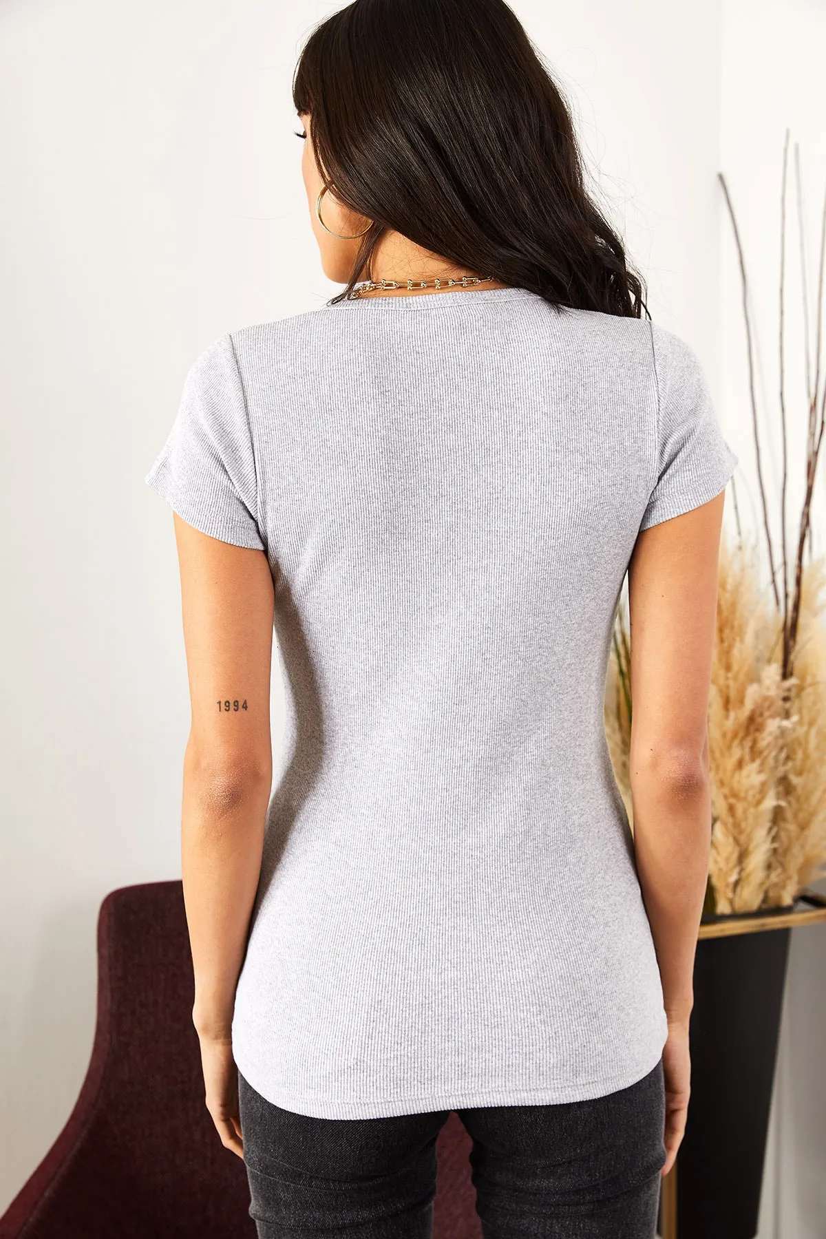 Olalook  Graue Camisole-Bluse mit Reißverschluss für Damen