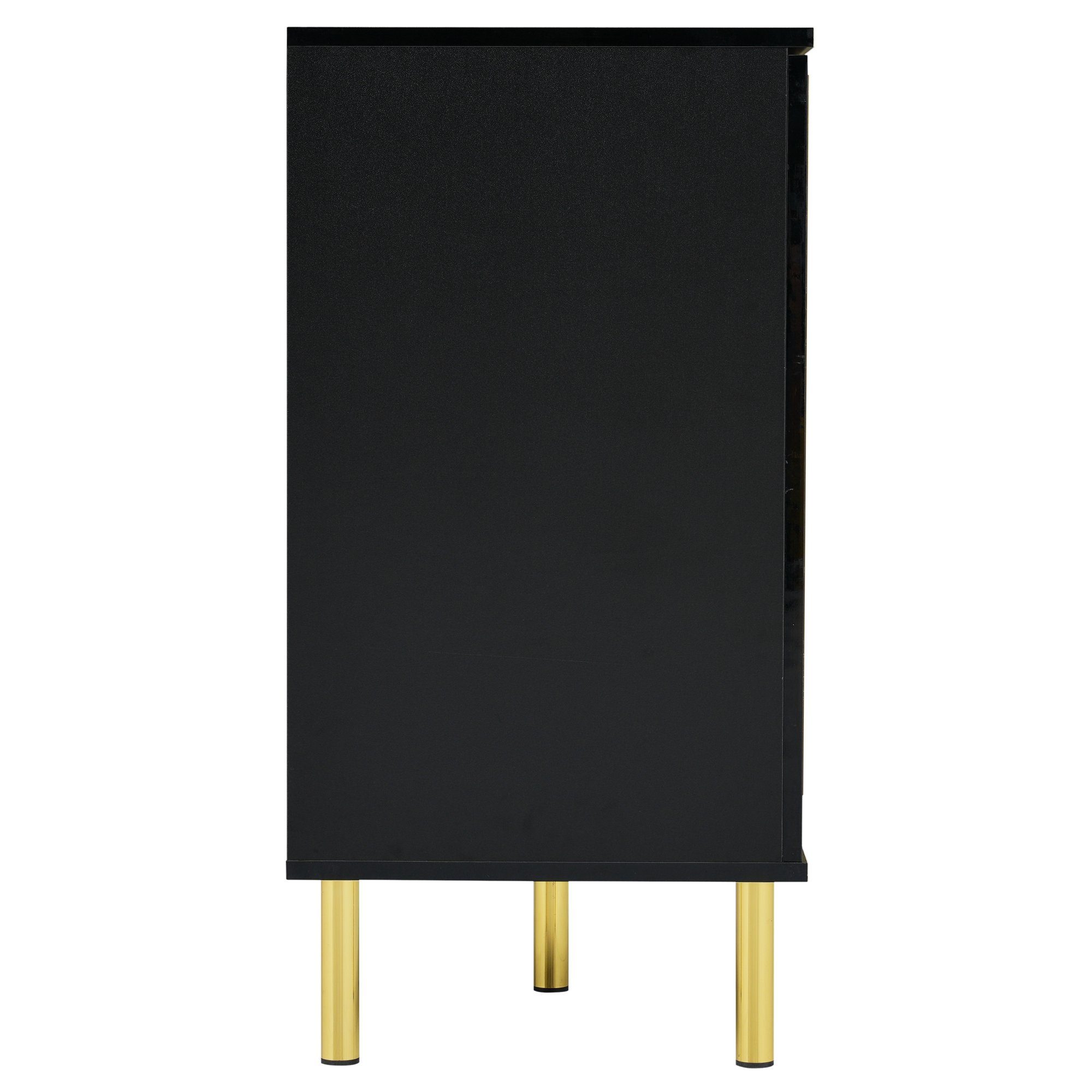 Merax Sideboard, hochglanz mit LED, Kommode mit goldenen Rahmen, Anrichte, Breite 150cm