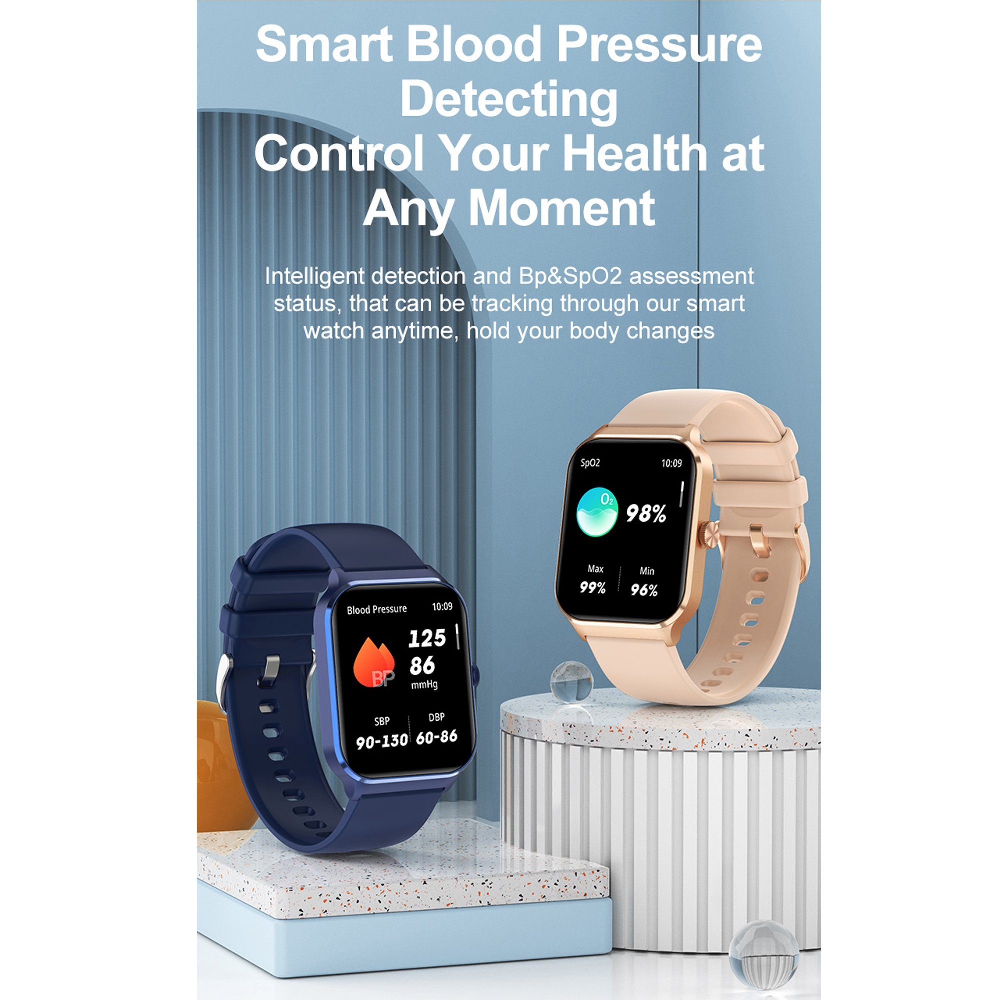 IBETTER Smartwatch,Fitness Tracker Uhr für,Damen Herren Smartwatch Smartwatch (1,96