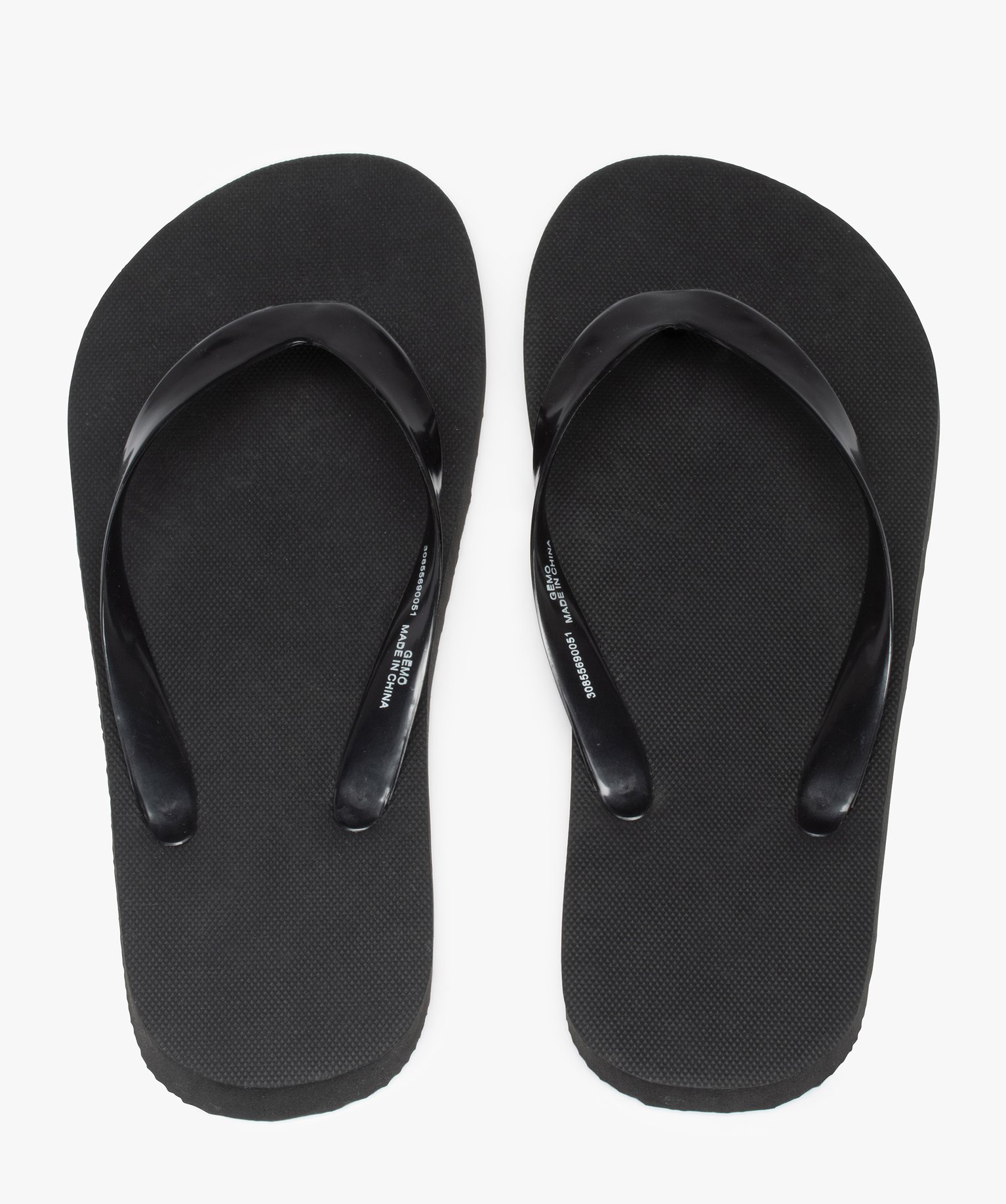 Tongs femme unies à brides souples noir | GEMO