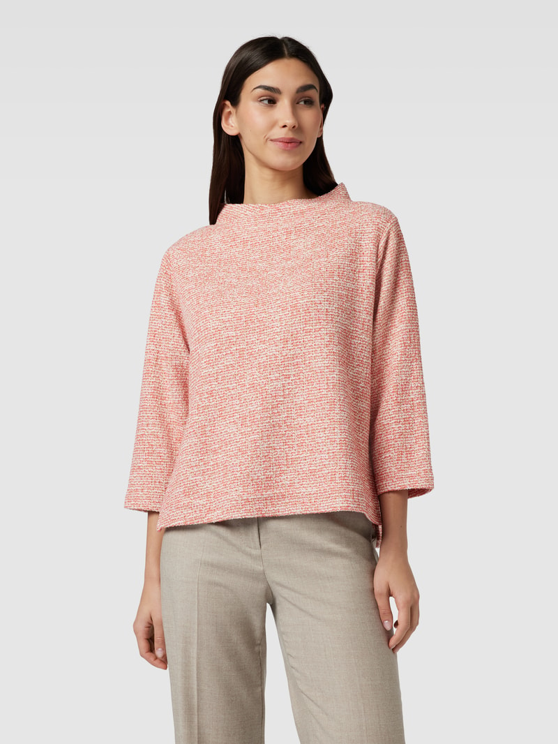 Sweatshirt mit drapiertem Stehkragen Modell 'Guponna' in koralle