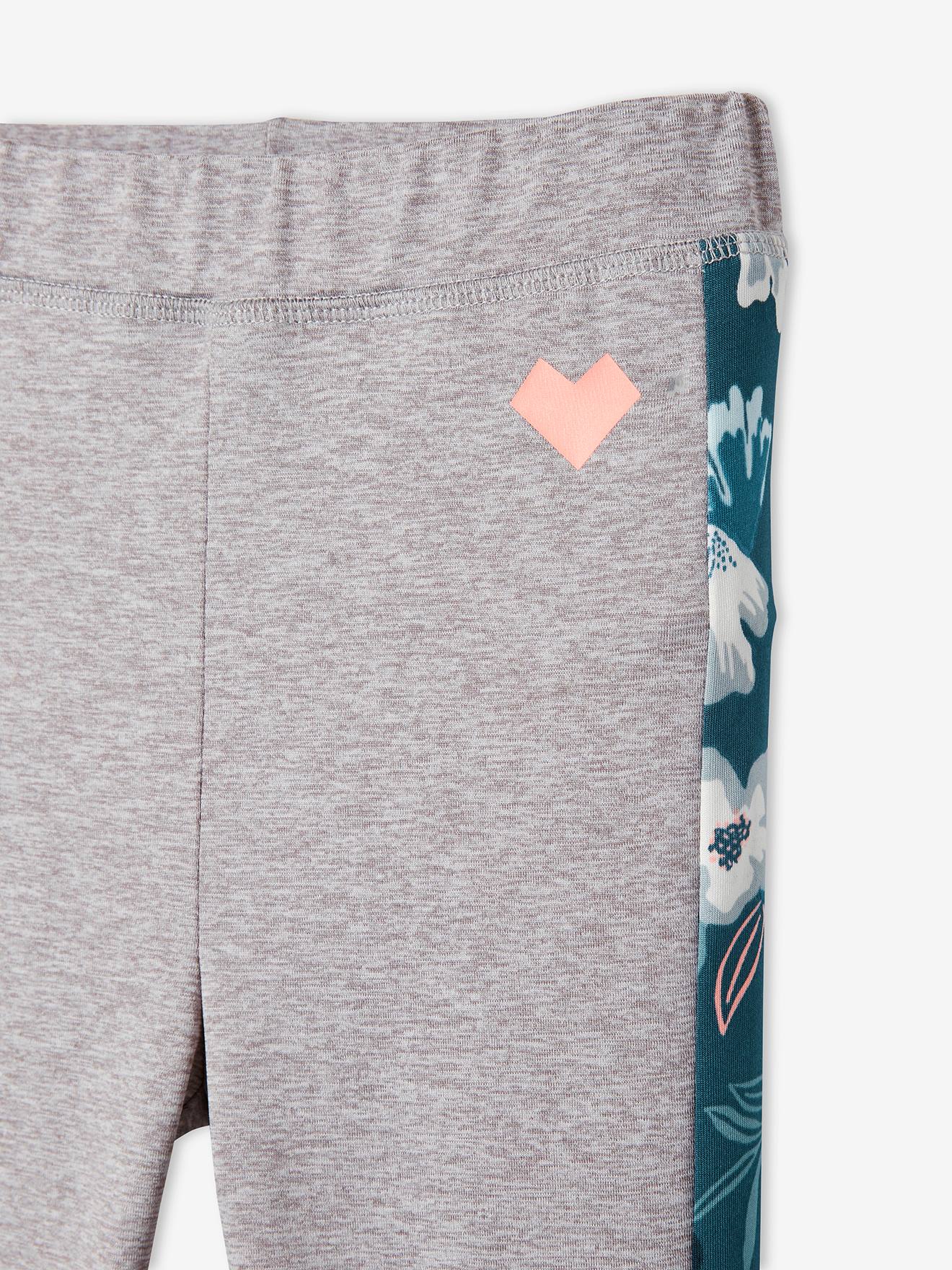 Legging de sport fille en matière technique gris