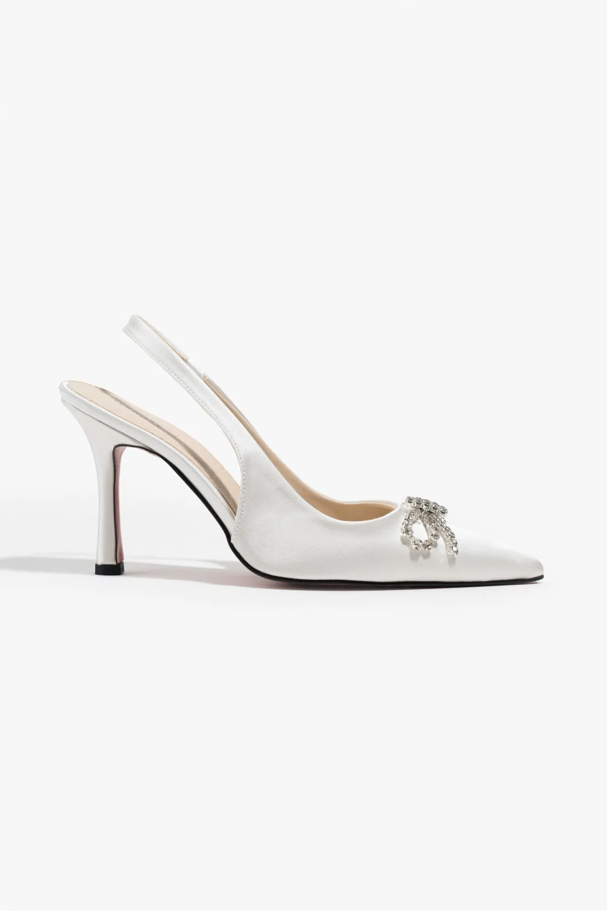NİŞANTAŞI SHOES  Karina Sedef Satin Stone Detaillierte Damenschuhe mit Absatz