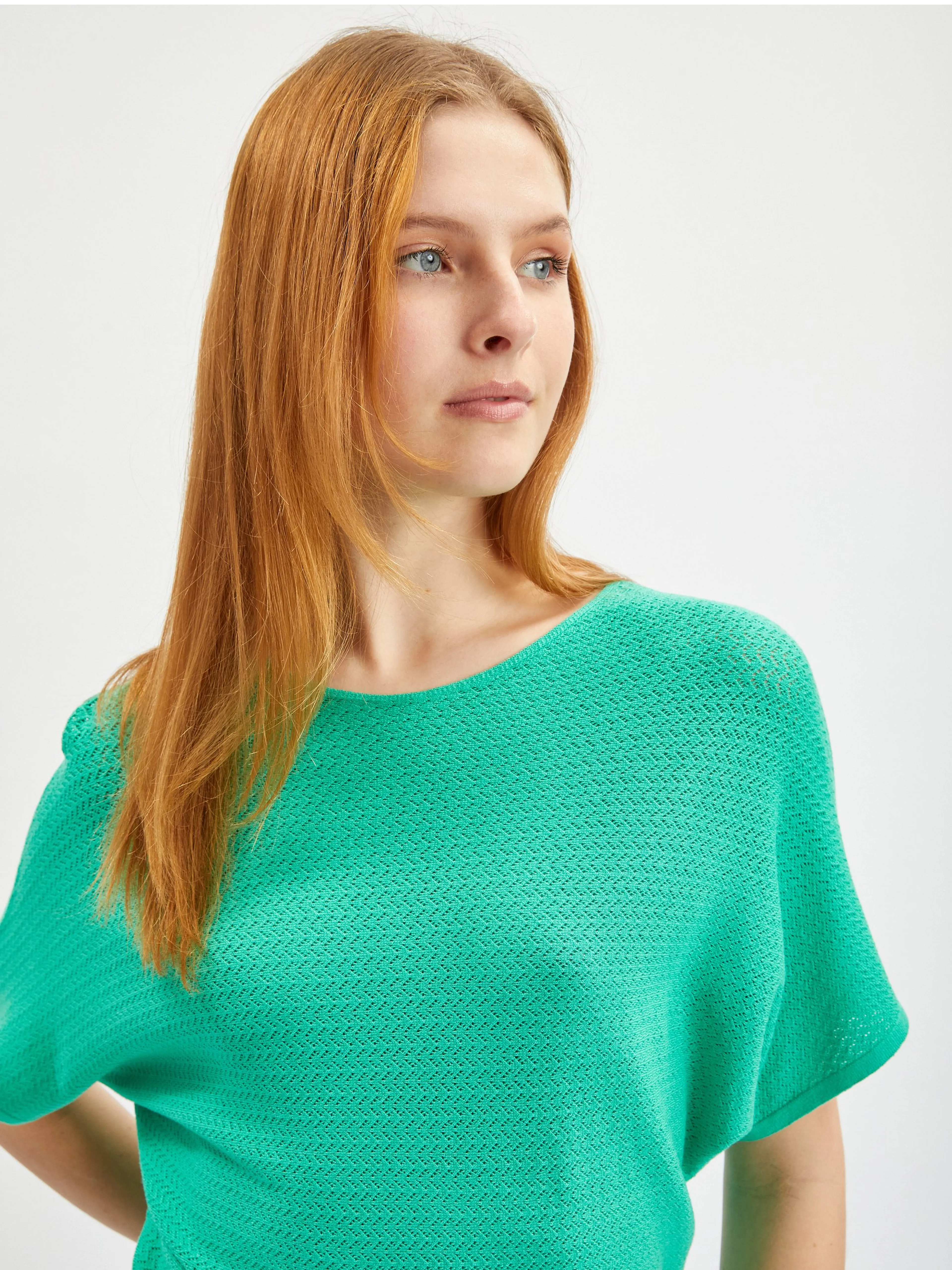Hellgrüner Damen-Kurzarmpullover ORSAY