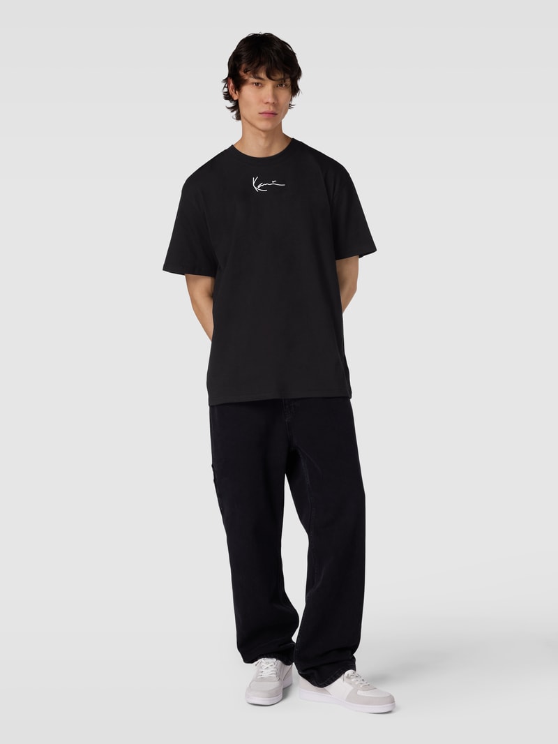 Oversized T-Shirt mit Logo-Stitching in black