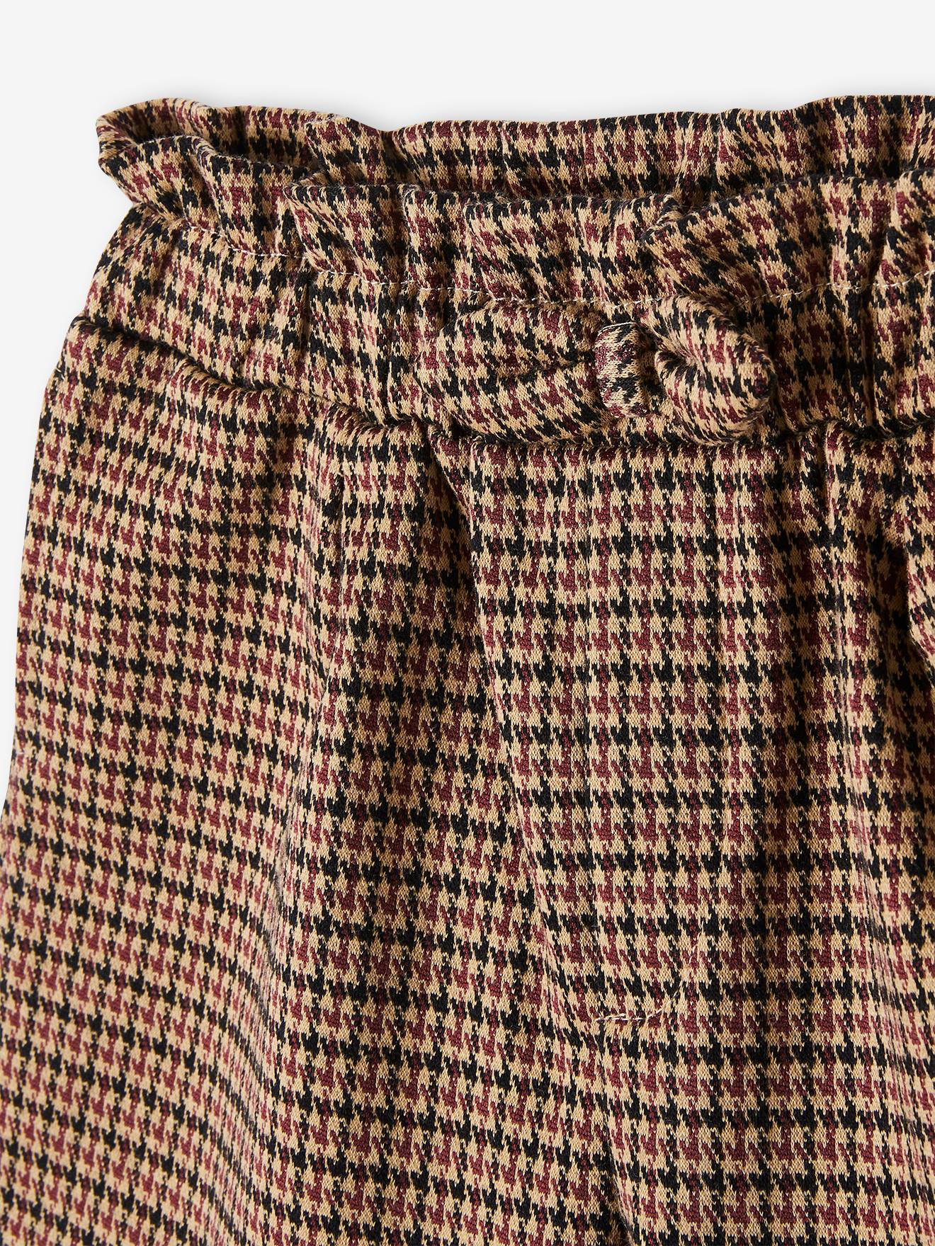 Short à carreaux fille gris