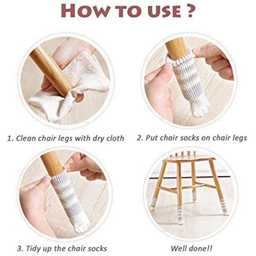 KINOMI Stuhlsocke 24 Socken für Stühle Möbel Zubehör Katzenpfoten, (Set, 24 St), Katzenpfoten Süß Anti-Rutsch Stuhlbeinsocke Bodenschutz (6 Sätze)