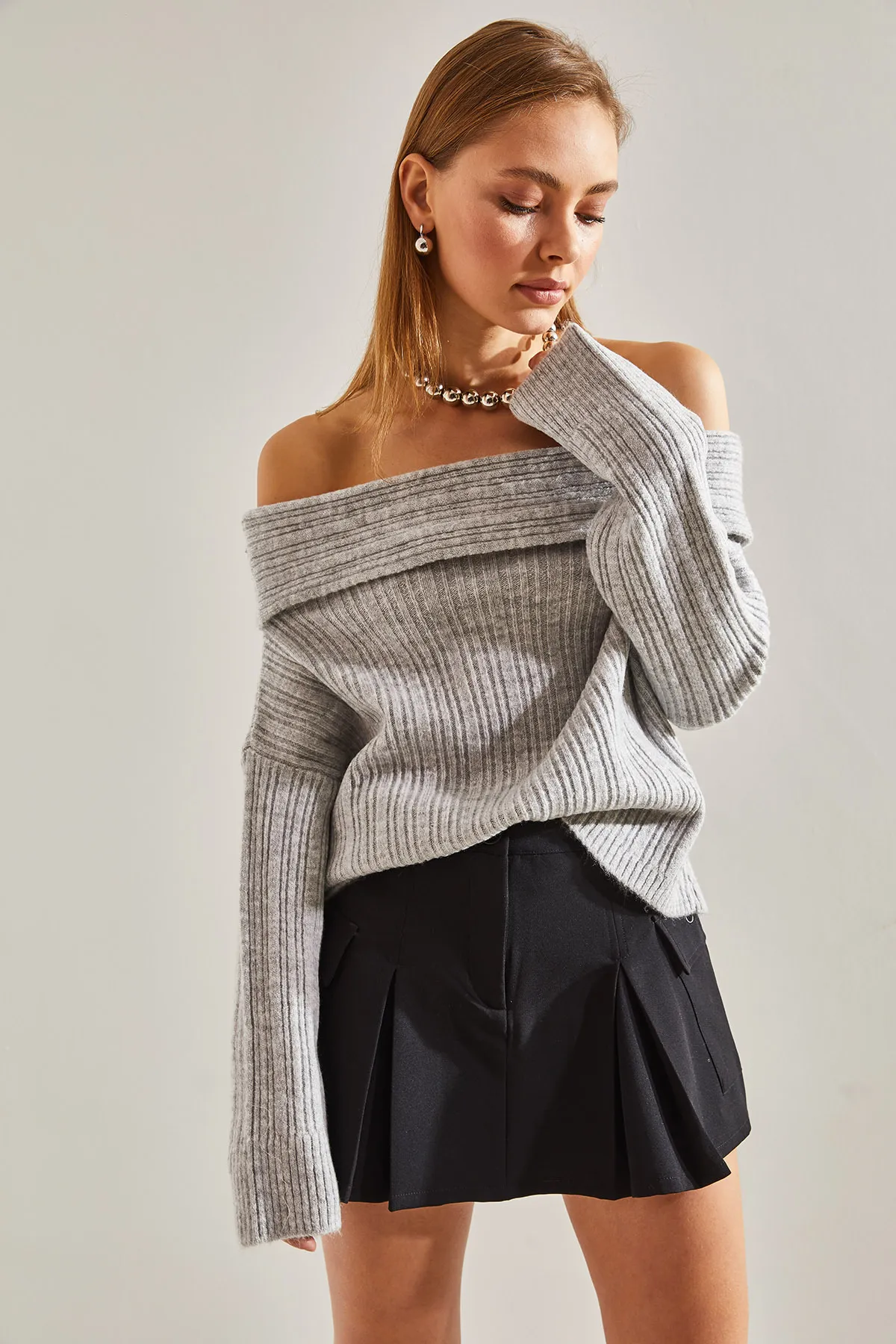 Bianco Lucci  Pullover - Grau - Regular Fit