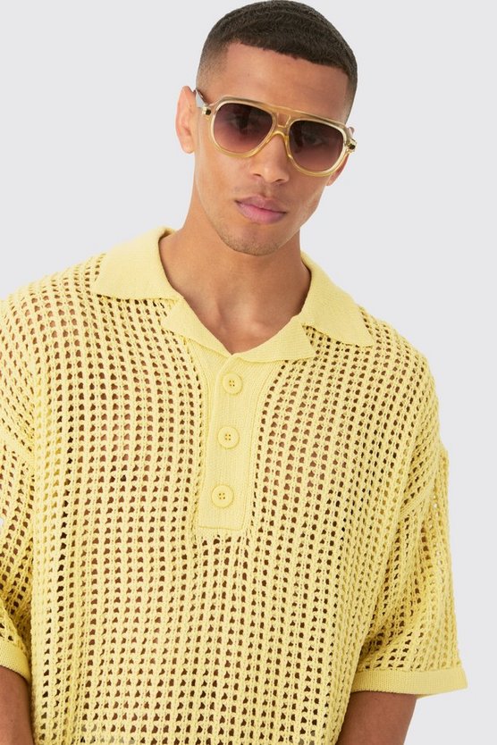 Oversize Strick-Poloshirt