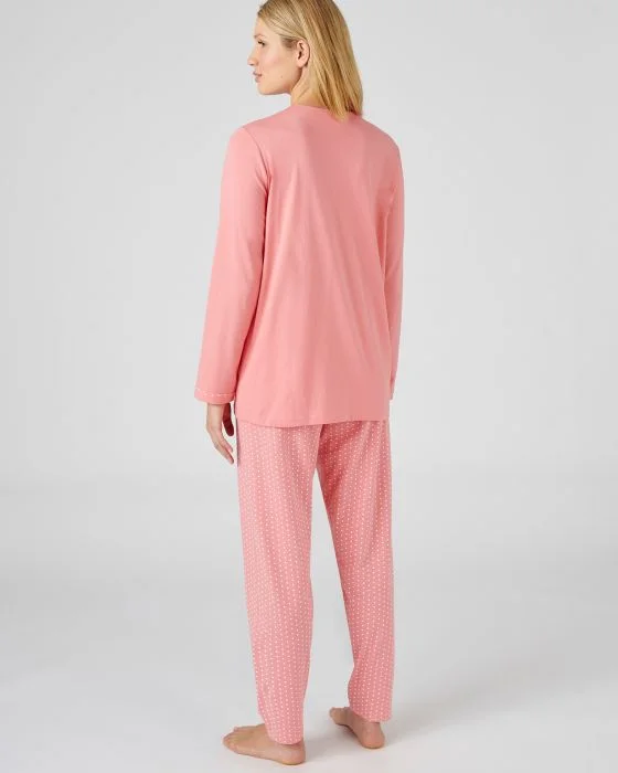 Pyjama-tunique en pur coton peigné, manches longues