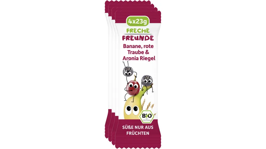 Freche Freunde Bio Getreideriegel Rote Traube, Aronia & Banane 4er-Pack 92 g