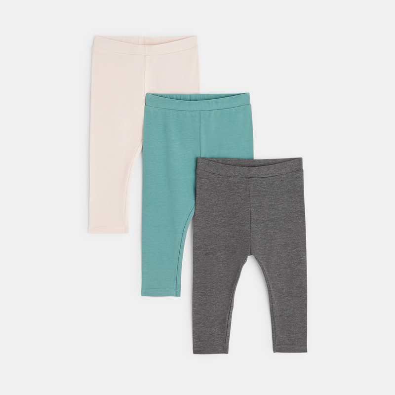 Legging uni jersey (lot de 3) rose bébé fille
