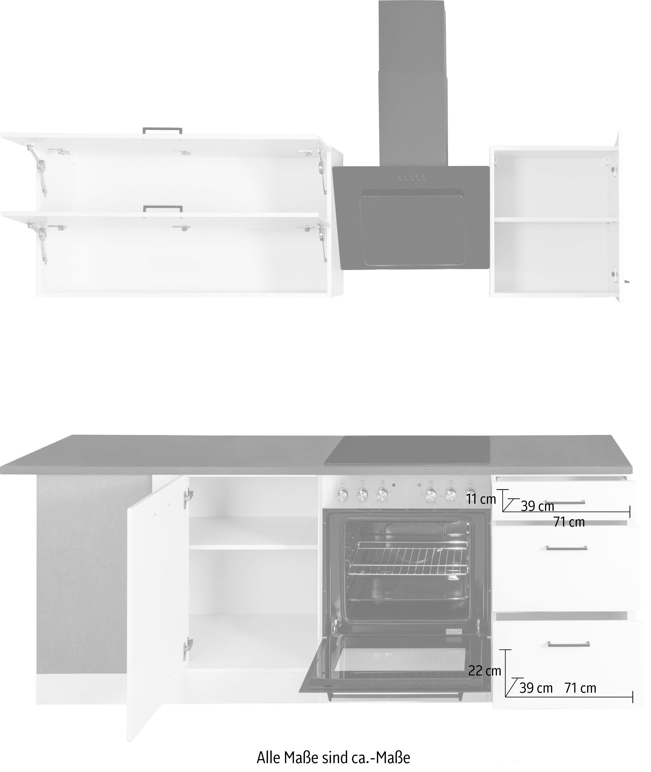 HELD MÖBEL Winkelküche Trier, mit E-Geräten, Stellbreite 220/220 cm