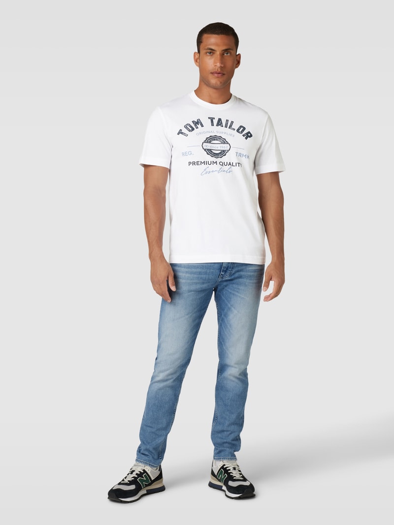 T-Shirt mit Label-Print in weiß