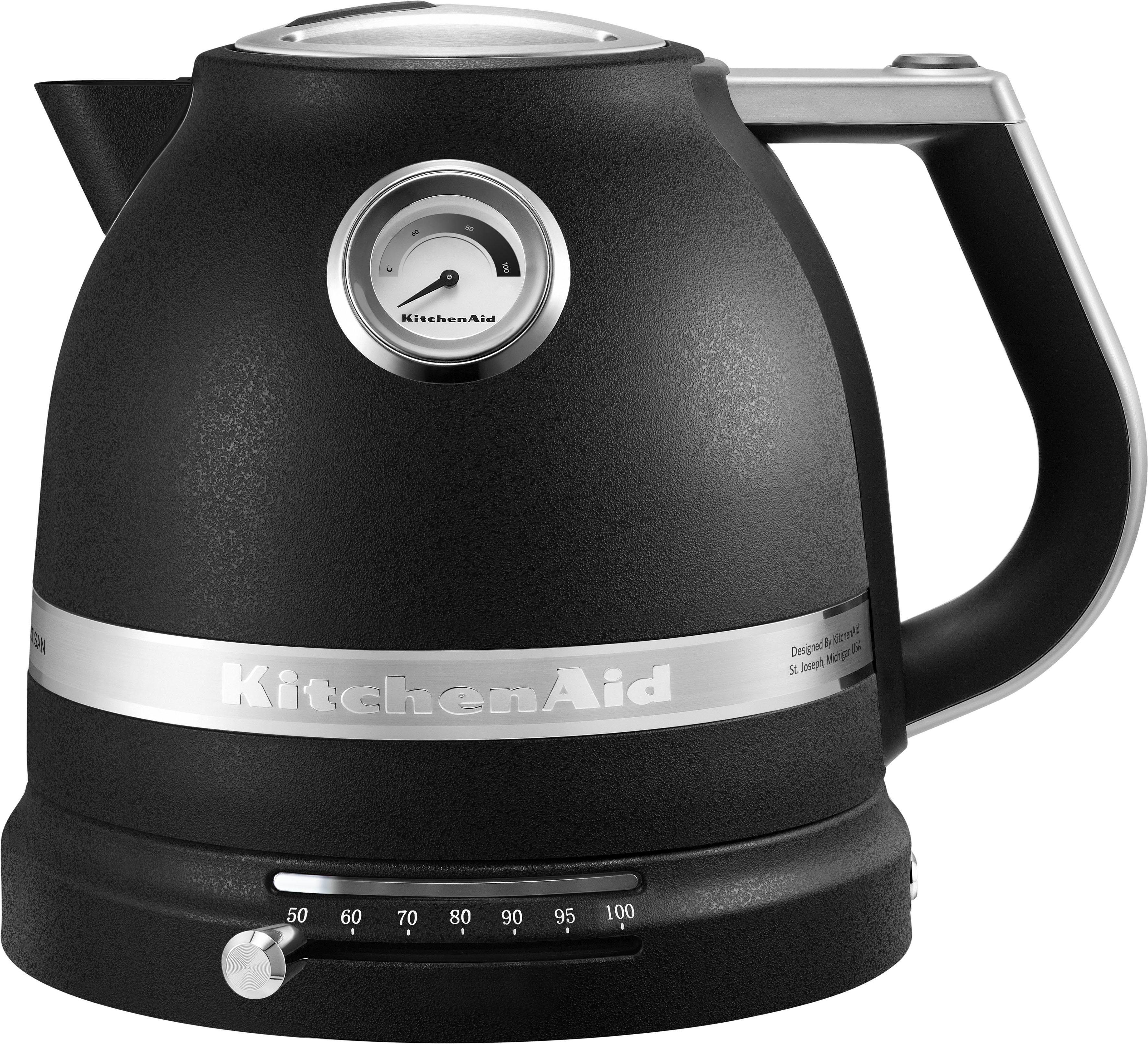 KitchenAid Küchenmaschine 5KSM175PSEBK GUSSEISEN SCHWARZ, 300 W, 4,8 l Schüssel, Gratis Wasserkocher, 2. Schüssel, Flexirührer (Wert ca. 347,-UVP)
