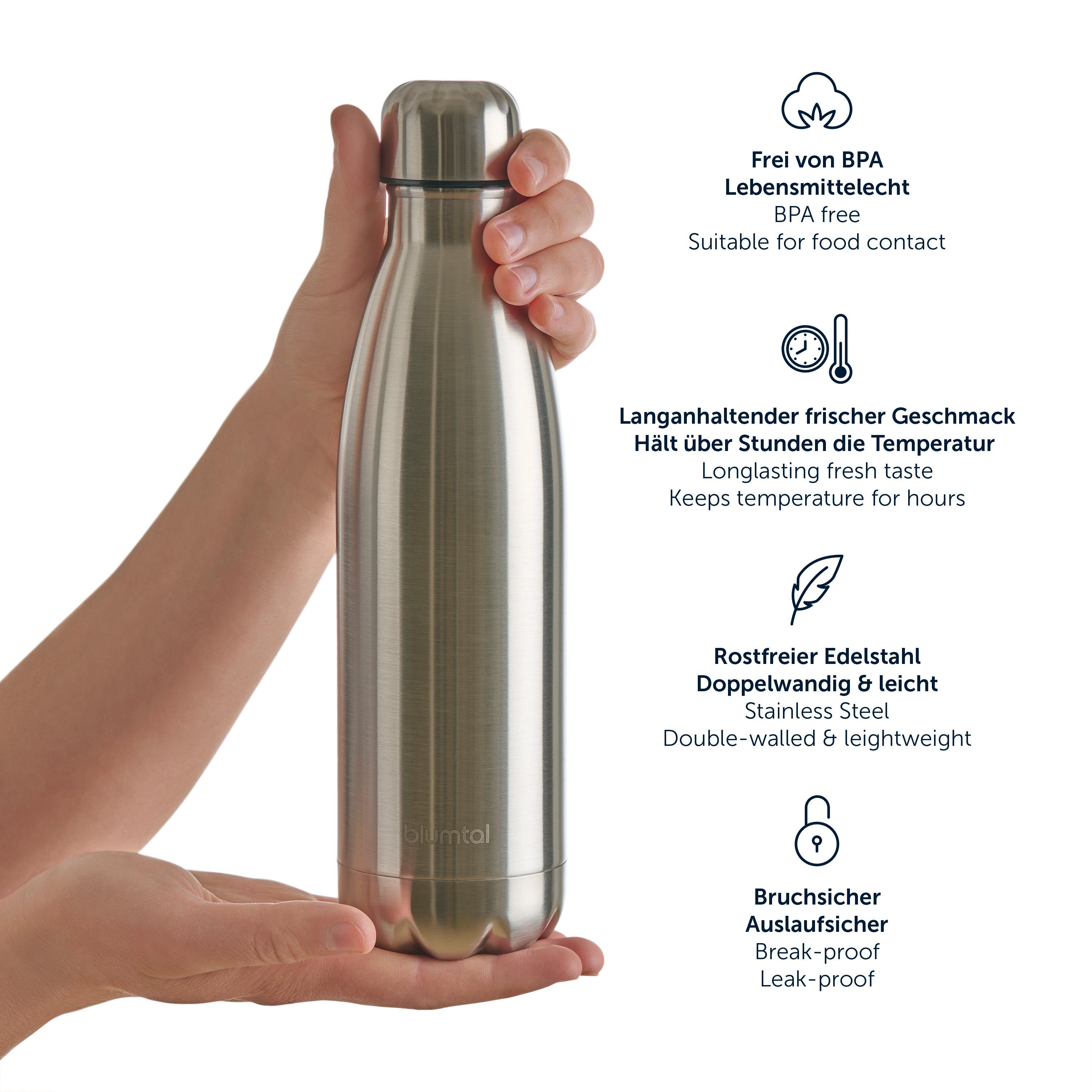 Blumtal Isolierflasche Thermoflasche Charles - auslaufsiche Isolierflasche, BPA-frei, stundenlange Isolation von Warm- und Kaltgetränken