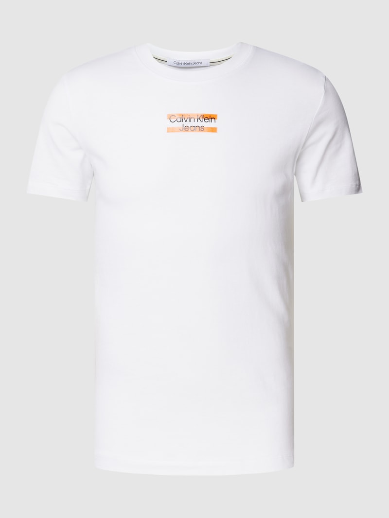 T-Shirt mit Label-Print in weiss