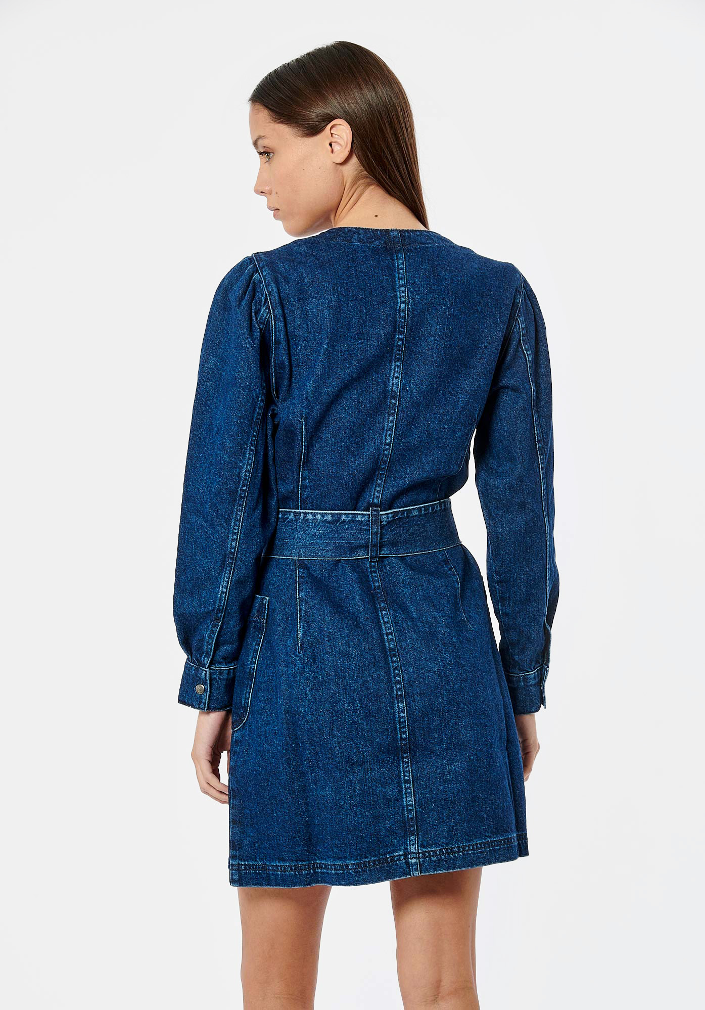 DUNA   Robe portefeuille en jean bleu femme