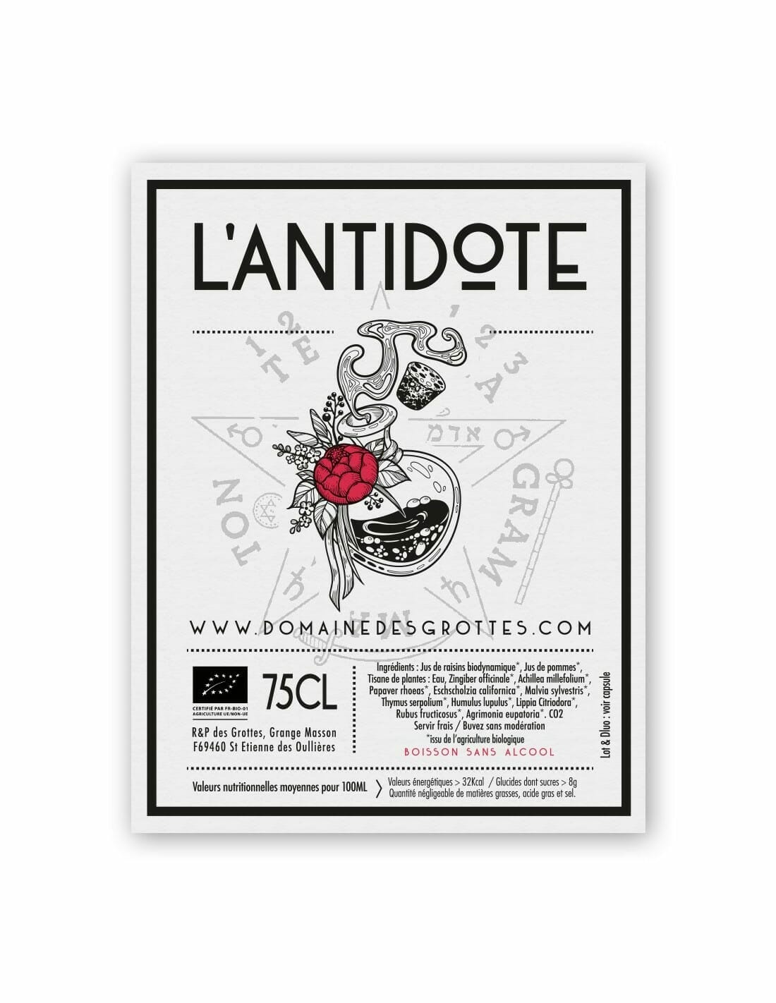 Domaine des Grottes : Antidote - Jus de raisin et tisane - Gueule de joie 0° |  75 cl
